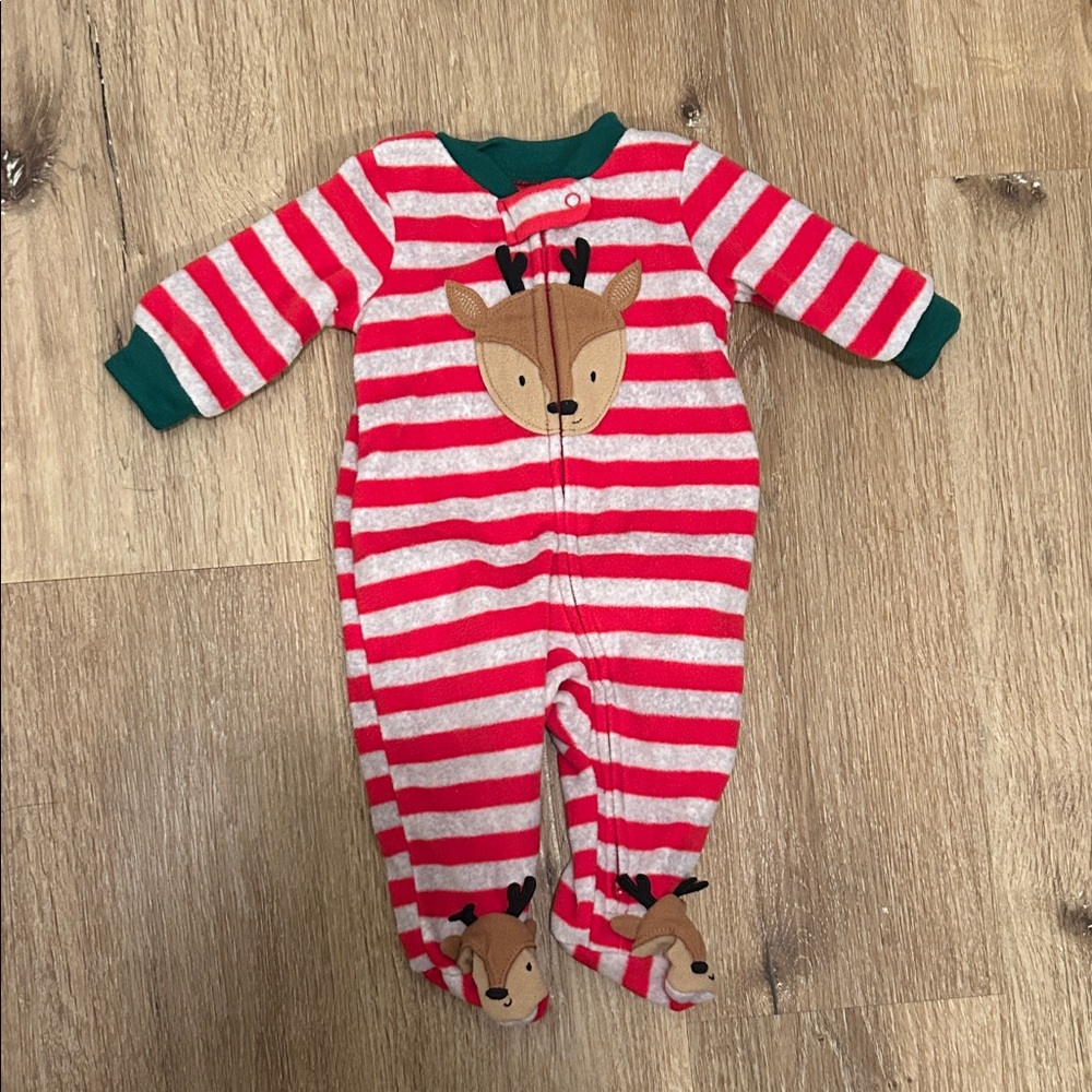 Carter's Festive Red and White Reindeer Footie